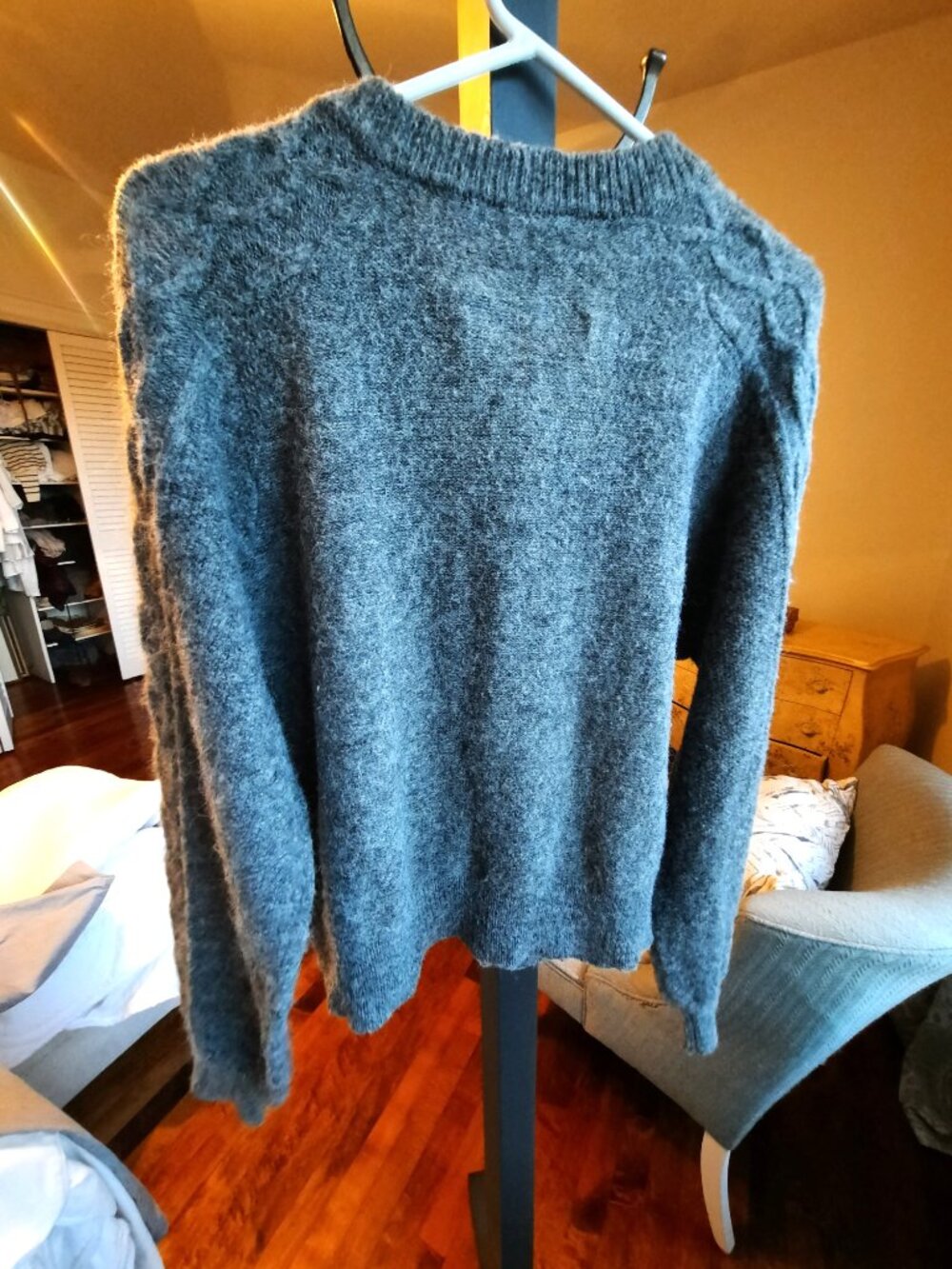 Chaps Gray Cable Knit Cardigan Sweater - Picture 6 of 8